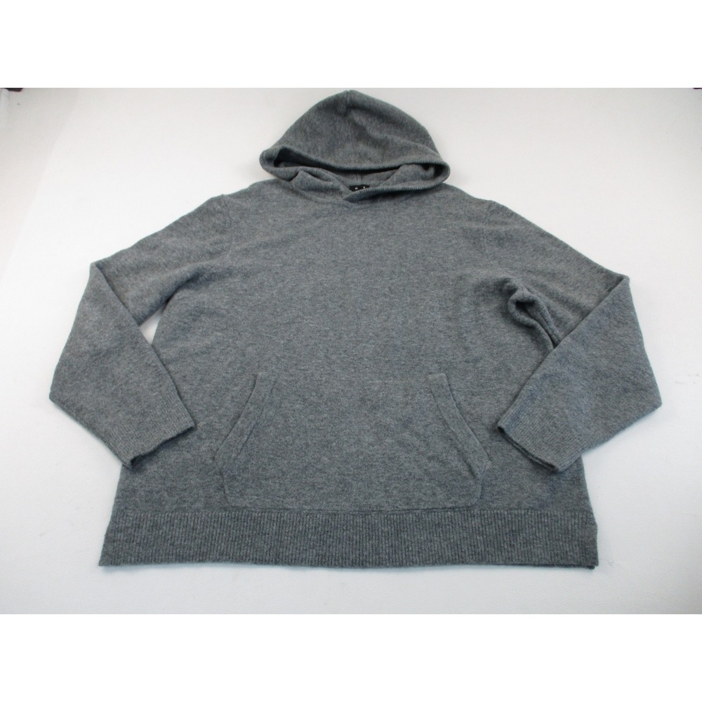 Express Hoodie Mens XL Grey Knit Sweater Pullover Relaxed Fit Kangaroo Pocket